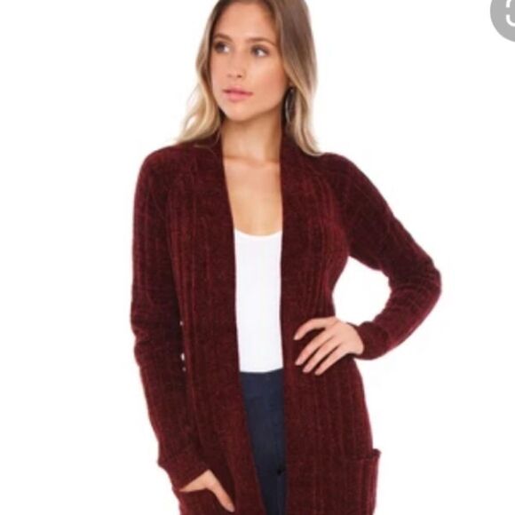 BB DAKOTA Bord Bordeaux Hooded Cardigan NWT - Picture 1 of 1